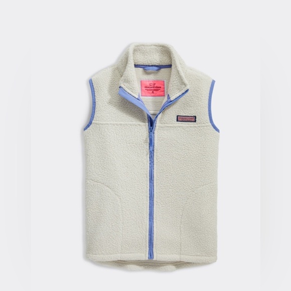 Vineyard Vines Kids Cream and Blue Vest - Picture 1 of 9